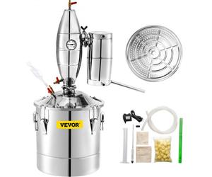 VEVOR Distillateur d'Eau 50L Alambic Équipement de Distillation Acier Inox Kit Fermenteur 12,5kg Riz Cylindre Gradué 100ml Thermomètre Grand Réservoir pour Fermentation Boissons Sauce de Soja 40x40cm