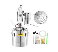 VEVOR Distillateur d'Eau 70 L Alambic Distillation Eau Acier Inox Kit Fermenteur 17,5 kg Riz Cylindre Gradué 100 ml Thermomètre Grand Réservoir pour Fermentation Boissons Sauce de Soja 45 x 45 cm