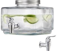 VEVOR Distributeur de boissons (1 x 3 L) pour fêtes Distributeur de jus (en verre) avec robinet anti-gouttes & couvercle Distributeur d'eau pour restaurants Fêtes, limonade Thé glacé Boissons faites m
