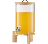 VEVOR Distributeur de Boissons Grande Capacité de 8 L, Fontaine à Eau en Verre, Distribution d’Eau Jus Limonade Thé Glacé, avec Support en Bois et Robinet en Inox, pour Restaurant Café Hôtel Fête