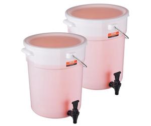 VEVOR Distributeur de Boissons 2 PCs Grande Capacité de 19 L, Fontaine à Eau avec Robinet et Couvercle, en Plastique, Distribution de Jus Limonade Thé Glacé, pour Restaurants, Hôtels, Cafés, Soirées