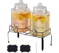 VEVOR Distributeur de Boissons 5,5 L 2PCs en Verre avec Support pour Café