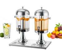 VEVOR Distributeur de boissons (2 x 8 L) pour fêtes Distributeur de jus (en acier inoxydable + polycarbonate) avec robinet anti-gouttes & socle Distributeur d'eau pour restaurants Fêtes, boissons fait