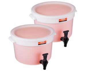VEVOR Distributeur de Boissons 2PCs Grande Capacité de 11 L, Fontaine à Eau avec Robinet et Couvercle, en Plastique, Distribution de Jus Limonade Thé Glacé, pour Restaurants, Hôtels, Cafés, Soirées