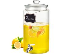 VEVOR Distributeur de boissons 7,5 L pour fêtes, distributeur de jus de fruits en verre avec robinet en inox, distributeur d'eau pour thé glacé et limonade, pour restaurants, hôtels, fêtes