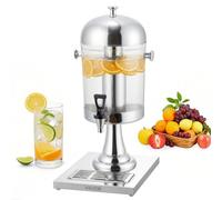 VEVOR Distributeur de Boissons Capacité 8 L, Fontaine à Eau en Acier Inoxydable et Plastique, avec Robinet, Compartiment à Glace et Plateau, Distribution de Jus Limonade Thé Glacé, Restaurant Café