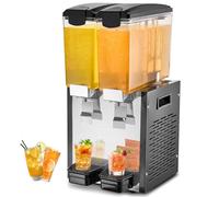 VEVOR Distributeur de Boissons Commercial 2 Réservoirs de 10 L, Fontaine à Eau 270 W, Distribution de Jus Limonade Thé Glacé, Température de Refroidissement 7-12 ℃, pour Restaurant, Hôtel, Café