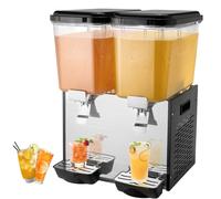 VEVOR Distributeur de Boissons Commercial 2 Réservoirs de 18 L, Fontaine à Eau 370 W, Distribution de Jus Limonade Thé Glacé, Température de Refroidissement 7-12 ℃, pour Restaurant, Hôtel, Café