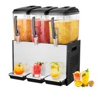 VEVOR Distributeur de Boissons Commercial 3 Réservoirs de 12 L, Fontaine à Eau 370 W, Distribution de Jus Limonade Thé Glacé, Température de Refroidissement 7-12 ℃, pour Restaurant, Hôtel, Café
