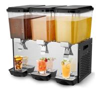 VEVOR Distributeur de Boissons Commercial 3 Réservoirs de 18 L, Fontaine à Eau 512 W, Distribution de Jus Limonade Thé Glacé, Température de Refroidissement 7-12 ℃, pour Restaurant, Hôtel, Café