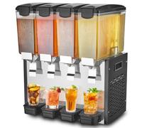 VEVOR Distributeur de Boissons Commercial 4 Réservoirs de 10 L, Fontaine à Eau 430 W, Distribution de Jus Limonade Thé Glacé, Température de Refroidissement 7-12 ℃, pour Restaurant, Hôtel, Café