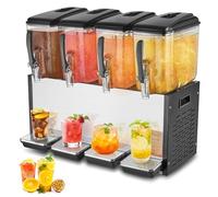 VEVOR Distributeur de Boissons Commercial 4 Réservoirs de 12 L, Fontaine à Eau 510 W, Distribution de Jus Limonade Thé Glacé, Température de Refroidissement 7-12 ℃, pour Restaurant, Hôtel, Café