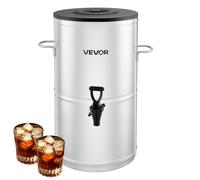 VEVOR Distributeur de Boissons de 15 L, Fontaine à Eau Chaude et Froide Non Électrique avec Robinet et Poignée, Conteneur en Acier Inoxydable 304, pour Camping, Restauration, Fête, Maison
