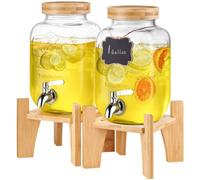 VEVOR Distributeur de Boissons de 2 x 3,8 L, Fontaine à Eau en Verre avec Support, Robinet en Acier Inoxydable, Distribution de Jus Limonade Thé Glacé Fluide, pour Restaurants, Hôtels, Cafés, Soirées