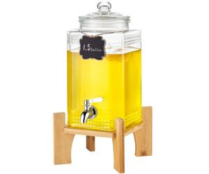 VEVOR Distributeur de Boissons de 5,5 L, Fontaine à Eau en Verre Alimentaire avec Support, Robinet en Acier Inoxydable, Distribution de Jus Limonade Thé Glacé, pour Restaurants, Hôtels, Cafés, Soirées