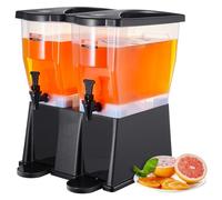 VEVOR Distributeur de Boissons Grande Capacité 2x11 L, Fontaine à Eau avec Robinet Couvercle et Support, en Plastique, Distribution de Jus Limonade Thé Glacé, pour Restaurants, Hôtels, Cafés, Soirées