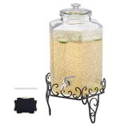 VEVOR Distributeur de Boissons Grande Capacité de 10 L, Fontaine à Eau en Verre, Distribution d’Eau Jus Limonade Thé Glacé, avec Support en Métal et Robinet en Inox, pour Restaurant Café Hôtel Fête