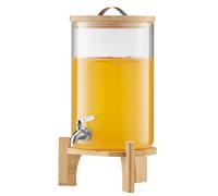 VEVOR Distributeur de Boissons Grande Capacité de 8 L, Fontaine à Eau en Verre, Distribution d’Eau Jus Limonade Thé Glacé, avec Support en Bois et Robinet en Inox, pour Restaurant Café Hôtel Fête