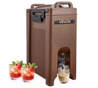 VEVOR Distributeur de Boissons Isotherme 19 L, Fontaine à Eau Chaude et Froide Non Électrique avec Robinet et Poignée, Conteneur Isotherme de Qualité Alimentaire, pour Camping, Restauration, Marron