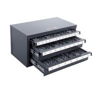 VEVOR Distributeur de Forets 29 Compartiments Étiquetés de 1/16 à 1/2 po Boîte de Rangement pour Forets à 3 Tiroirs Coffret Vide pour Forets Identification Facile Empilable Rangement Mèches Atelier
