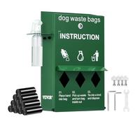 VEVOR Distributeur de Sacs à Crottes Chien avec Bouteille de Lave-mains, Support Verrouillable, 600 Sacs à Déchets, Piquet, Poteau, Clôture, Rangement Mural, pour Animaux de Compagnie, Parc, Jardin