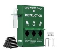 VEVOR Distributeur de Sacs à Crottes Chien avec Bouteille de Lave-mains, Support Verrouillable, 600 Sacs à Déchets, Piquet, Poteau, Clôture, Rangement Mural, pour Animaux de Compagnie, Parc, Jardin