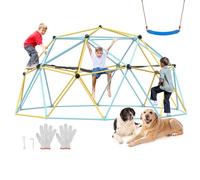 VEVOR Dôme d'escalade Géométrique pour Enfants 3-10 Ans, Cage à Poule 305 cm avec Hamac et Balançoire, Charge 340 kg, avec Poignée d'escalade, Assemblage Facile, Aire de Jeux Extérieure Intérieure