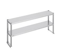 VEVOR Double Étagère, Étagère à Deux Niveaux en Acier Inoxydable, 30,5 x 152 x 60 cm, Accessoire pour Table de Préparation et de Travail à Hauteur Réglable, pour Cuisine, Restaurant et Atelier