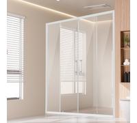 VEVOR Double Porte de Douche Coulissante 147x150x178 cm, Paroi de Douche en Verre Trempé Transparent de 6 mm, Étanche, Incassable, Résistant aux Taches, avec Quincaillerie en Acier Inoxydable, Chrome
