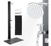 VEVOR Douche Solaire 35 L Douche Extérieur Solaire Autoportante pour Jardin Piscine Plage, Hauteur Pommeau 1,95 m, avec Robinet Lavage des Pieds, Kit Plancher, Réglage de l'eau Chaude et Froide, Noir