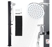 VEVOR Douche Solaire 40 L Douche Extérieur Solaire Autoportante pour Jardin Piscine Plage, Hauteur Pommeau 2 m, avec Robinet de Lavage des Pieds, Douchette, Réglage de l'Eau Chaude et Froide, Noir