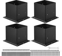 VEVOR Douille à visser, 4 pièces, support de poteau dimension intérieure 92x92 mm pour poteau 88,9x88,9 mm, douille de sol robuste en acier au carbone, idéal pour balustrades de terrasse de pavillon,