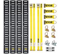 VEVOR E-Track Kit d'Arrimage Kit de Rails d'Arrimage 18 Pièces 454 kg, 4 Rails E-Track 2 Ancres à Fente Unique 4 Attaches 2 Sangles à Cliquet 6 Joints Toriques pour Tous Camions Remorques Camionnette