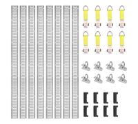 VEVOR E-Track Kit d'Arrimage Kit de Rails d'Arrimage 34 Pièces 454 kg, 8 Rails E-Track 2 Ancres à Fente Unique 8 Attaches 8 Joints Toriques 8 Embouts de Protection pour Sécuriser Transporter Cargaison