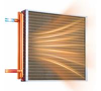 VEVOR Échangeur de Chaleur à Ailettes 610x610 mm, Échangeur Air-Eau CVC, Tubes en Cuivre et Ailettes Aluminium, Capacité Thermique 66 kW, pour Chaudière à Bois, Chauffage Hydronique et Refroidissement