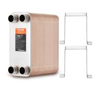 VEVOR Échangeur de chaleur à plaques brasées, 127x305 mm, échangeur thermique 100 plaques en cuivre/acier inoxydable 316L pour chauffage au sol, chauffage d'eau, fonte de neige, refroidissement bière