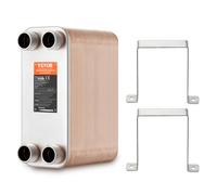 VEVOR Échangeur de chaleur à plaques brasées, 127x305 mm, échangeur thermique 80 plaques en cuivre/acier inoxydable 316L pour chauffage au sol, chauffage d'eau, fonte de neige, refroidissement bière