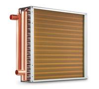 VEVOR Échangeur de chaleur eau-air, 40,6x40,6 cm, échangeur thermique, 3 rangées ports en cuivre, 193 ailettes aluminium pour four à bois extérieur, refroidissement résidentiels, chauffage à air pulsé
