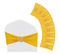 VEVOR 100 pcs, Écharpe de chaise en élasthanne extensible avec boucle ronde, housse de chaise et ceinture extensible, pour mariage, vacances, banquet, décoration de chaise de célébration, jaune doré