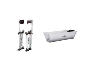 VEVOR Échasses pour Cloison Sèche Réglables 45,7-76,2 cm Échasses Plaquiste Alliage & STANLEY Bac à Enduit en Acier Inoxydable 305 mm - Robuste et Résistant - Forme Incurvée avec Bords