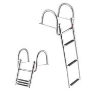 VEVOR Échelle de Bateau 3 Marches en Acier Inoxydable, Échelle de Baignade Télescopique et Pliante avec Mains Courantes pour Bateau Hors-Bord, Yacht et Ponton, Charge 272,16 kg, Marches Antidérapantes
