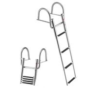 VEVOR Échelle de Bateau 4 Marches en Acier Inoxydable, Échelle de Baignade Pliante et Télescopique avec Mains Courantes pour Bateau Hors-Bord, Yacht et Ponton, Charge 272,16 kg, Marches Antidérapantes
