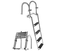 VEVOR Échelle de Bateau 4 Marches en Acier Inoxydable, Échelle de Baignade Télescopique et Pliante avec Mains Courantes pour Bateau Hors-Bord, Ponton et Yacht, Charge 272,16 kg, Marches Antidérapantes