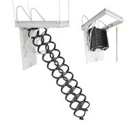 VEVOR Échelle de Grenier, Charge 299,4 kg, Escalier de Grenier Escamotable, Hauteur Installation 2,6-2,85 m, Ouverture 1000,76x698,5 mm, Tige de Traction, Échelle Rétractable Acier pour Accès Greniers