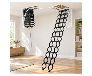 VEVOR Échelle de Grenier, Charge 299,4 kg, Escalier de Grenier Escamotable, Hauteur Installation 2,9-3,1 m, Ouverture 1000,76x698,5 mm, Tige de Traction, Échelle Rétractable Acier pour Accès Greniers