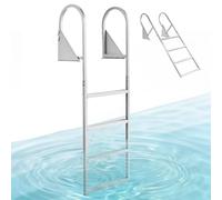 VEVOR Échelle de Ponton 4 Marches Relevable, Échelle de Baignade en Alliage d'Alu pour Lac, Bateau et Piscine, avec Mains Courantes et Corde de Traction, Charge Max. 159 kg, Marches Antidérapantes
