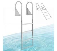 VEVOR Échelle de Ponton 4 Marches Relevable, Échelle de Baignade en Alliage d'Alu pour Lac, Bateau et Piscine, avec Mains Courantes et Corde de Traction, Charge Max. 159 kg, Marches Antidérapantes