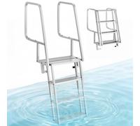 VEVOR Échelle de Ponton 4 Marches Relevable, Échelle de Baignade en Alliage d'Alu pour Lac, Piscine et Bateau, avec Mains Courantes et Corde de Traction, Marches Antidérapantes, Charge Max. 159 kg
