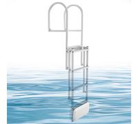 VEVOR Échelle de Ponton 4 Marches Télescopique, Échelle de Baignade en Alliage d'Alu, Flotteur Auto-Relevable pour Lac, Bateau et Piscine, Charge Max. 227 kg, Marches Antidérapantes, Hauteur Réglable
