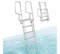 VEVOR Échelle de Ponton 6 Marches Relevable, Échelle de Baignade en Alliage d'Alu pour Lac, Piscine et Bateau, avec Mains Courantes et Corde de Traction, Charge Max. 159 kg, Marches Antidérapantes